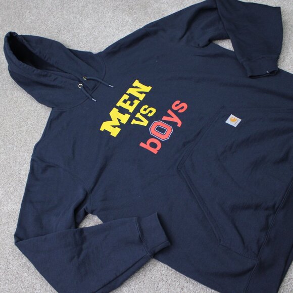 Carhartt Barstool Michigan Ohio State Hoodie Mens XL Blue Men vs Boys Sweatshirt - Picture 6 of 15